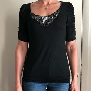 🌴DAYTRIP Cute Tunic Top! Black Rhinestone Bling